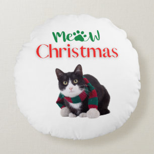 MEOW CHRISTMAS CAT ROUND CUSHION
