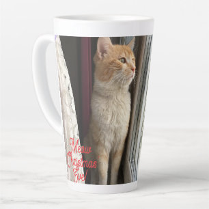 Meow Christmas' Eve , photo,text, replaceable  Latte Mug