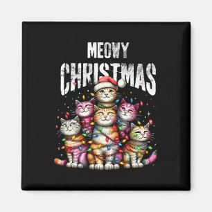 Meow Christmas Fun Cat Mum Cat Dad Christmas Cat Magnet
