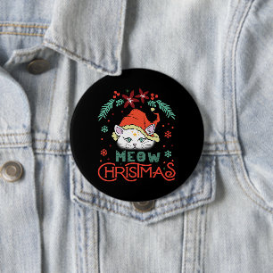 Meow Christmas, Merry Christmas 10 Cm Round Badge