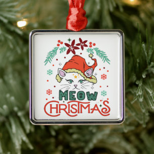 Meow Christmas, Merry Christmas Metal Tree Decoration