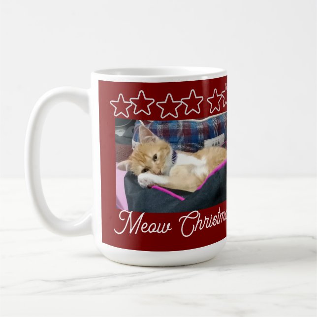 Meow Christmas , photo,text, back text, replaceabl Coffee Mug (Left)