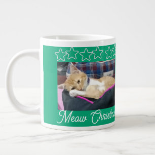 Meow Christmas , photo,text, back text, replaceabl Large Coffee Mug