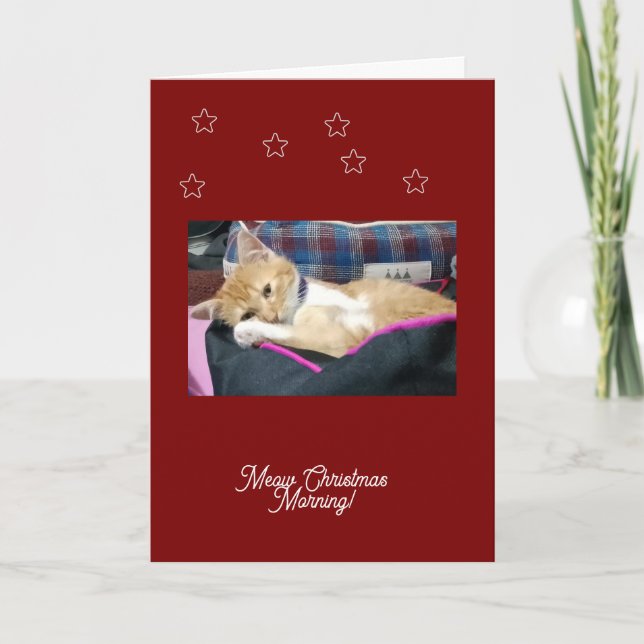 Meow Christmas ,photo, text,  replaceable Holiday Card (Front)