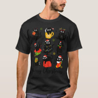 Meow Christmas Xmas Lights Black Cat Pyjamas Famil