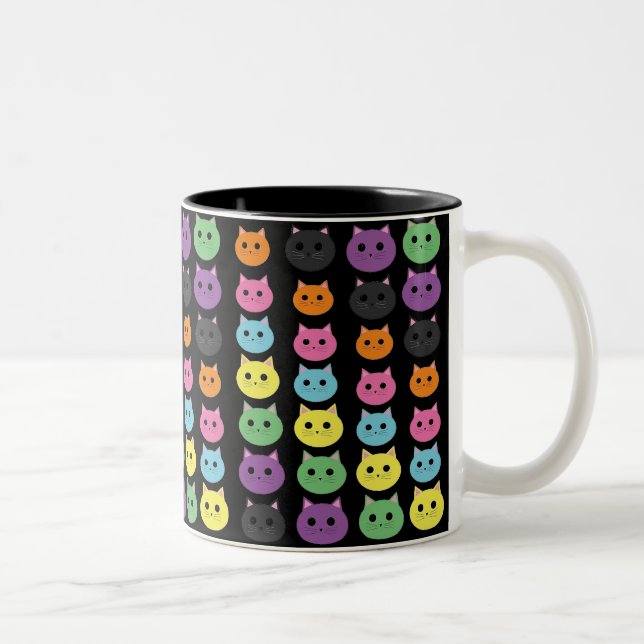 Meow Colourful Cats  Two-Tone Coffee Mug (Right)