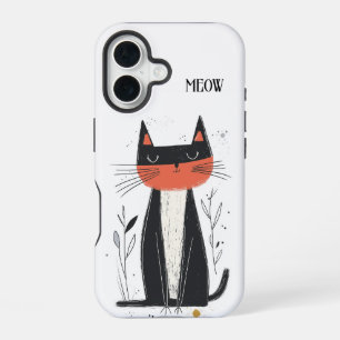 Meow.  Confident Cat Illustration iPhone 16 Case