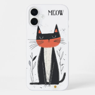 Meow. Confident Cat Illustration iPhone 16 Plus Case