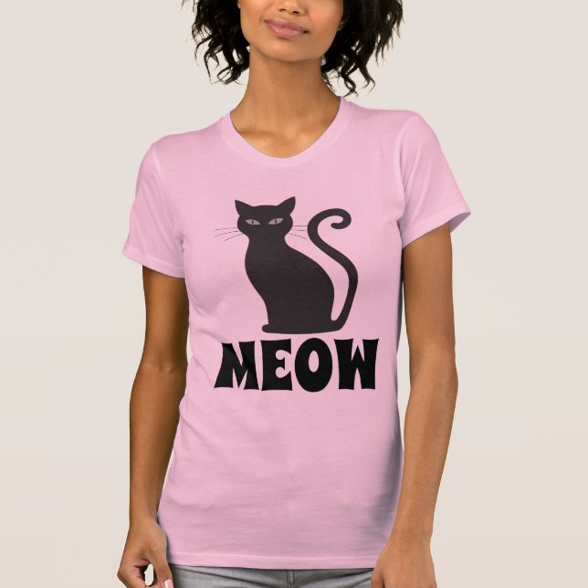 MEOW CUTE BLACK CAT T-SHIRTS (Front)