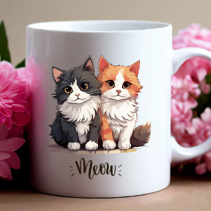 "Meow" Cute Cat Duo Mug