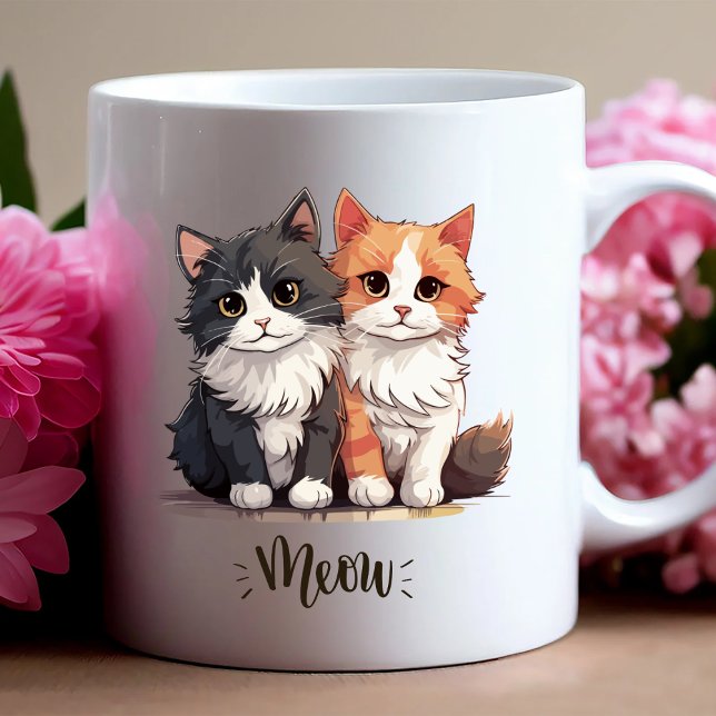 "Meow" Cute Cat Duo Mug (Creator Uploaded)