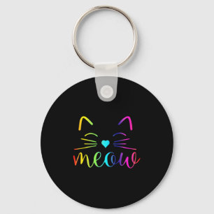 Meow Cute Cat Face Funny Quote For Cat Fans For Me Key Ring