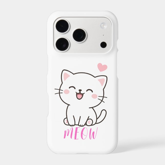 Meow Cute Cat Phone Case | Funny Minimal Cat Lover (Back)
