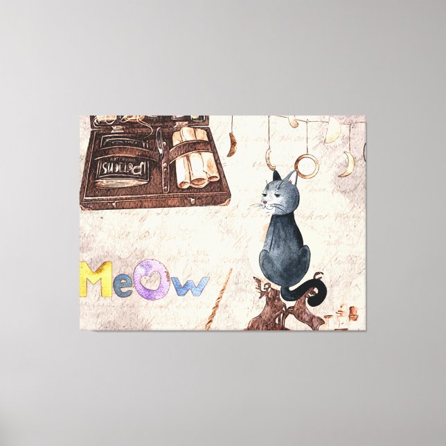 Meow Cute Magic School Cat  Canvas Print (Front)