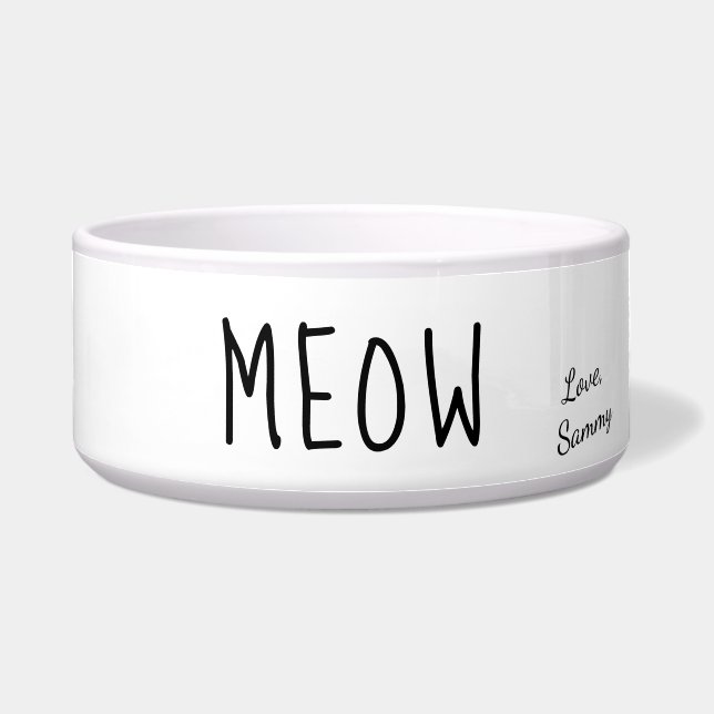 Meow Cute Text Black & White Personalised Pet (Front)
