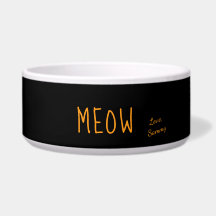 Meow Cute Text Black & Yellow Personalised Pet
