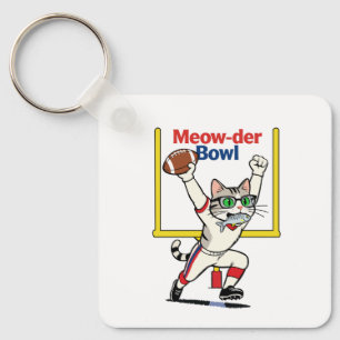 Meow-der Bowl Champion Cat Football  Key Ring