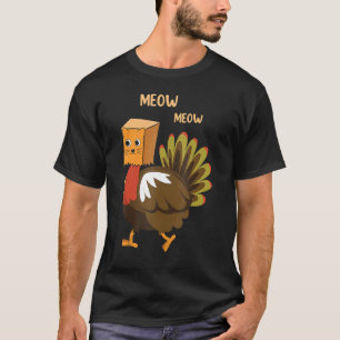 Meow Fake Cat  Family Matching Thanksgiving Turkey T-Shirt
