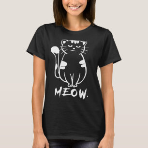 Meow Fluffy Black Cat u2013 Vintage Cute Cat T-Shirt