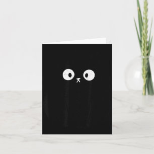 Meow Fluffy Black Cat Vintage Funny Cute Kitty Card
