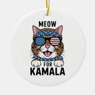 Meow For Kamala Election Cat Lady Gift  Ceramic Tree Decoration