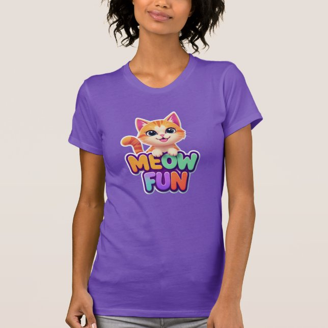 Meow Fun - Cute Smiling Cat T-Shirt (Front)