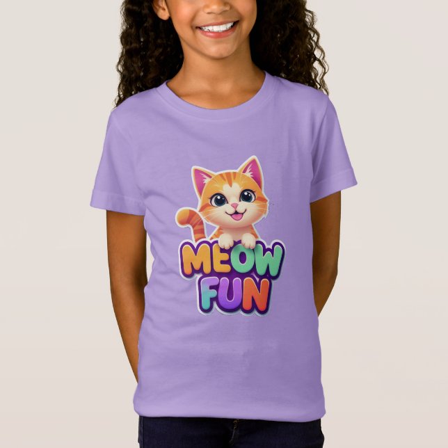 Meow Fun - Cute Smiling Cat T-Shirt (Front)