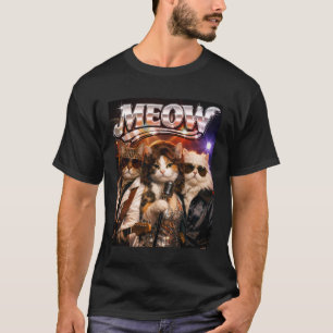 Meow Funny Cat Disco Band 70s Retro Music Fan Pet  T-Shirt
