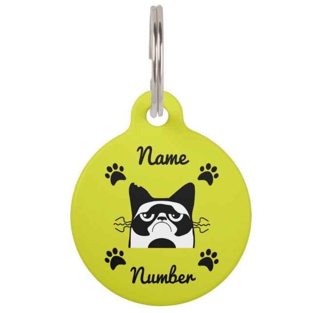 meow funny cat lovers accessories pet tag (Front)