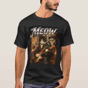Meow Funny Cat Rockabilly Band 50s Retro Music Lov T-Shirt