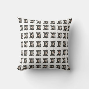 Meow Funny Tuxedo Cat is watching Pun Cushion
