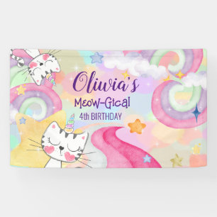 Meow-gical caticorn birthday Banner