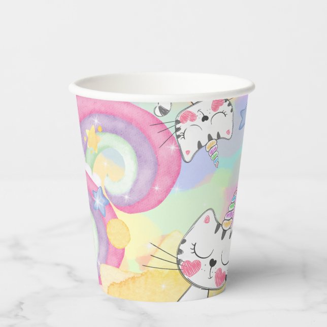 Meow-gical caticorn birthday paper cup (Front)