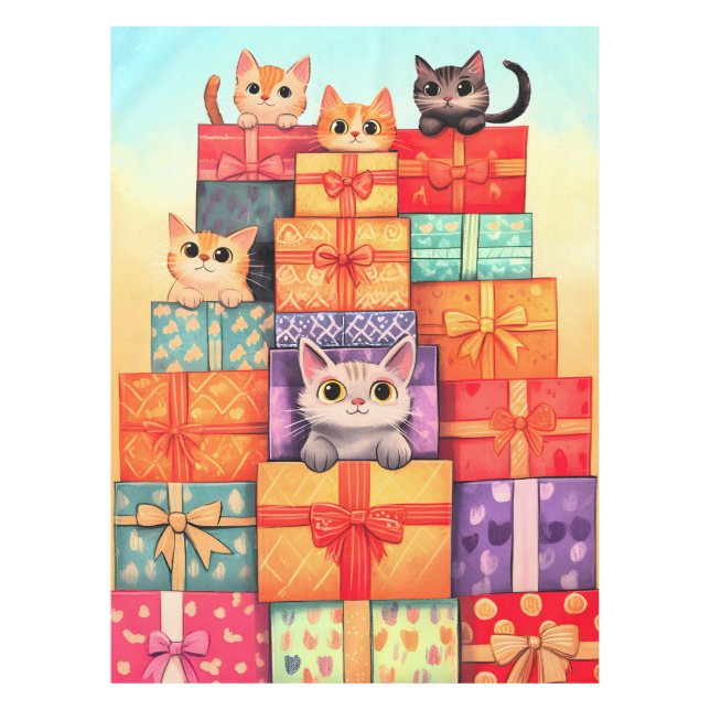 Meow Gift Birthday Tower Tablecloth (Front)