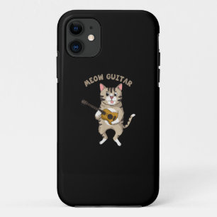 Meow Guitar Cute Cat Playing Guitar Funny Kitties iPhone 11 Case