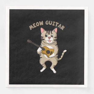 Meow Guitar Cute Cat Playing Guitar Funny Kitties Napkin