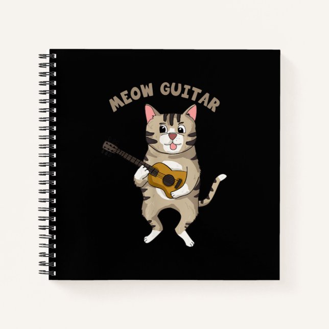 Meow Guitar Cute Cat Playing Guitar Funny Kitties Notebook (Front)