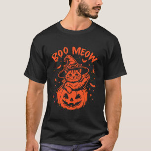 Meow Halloween Black Cat and Pumpkin Costume Men W T-Shirt