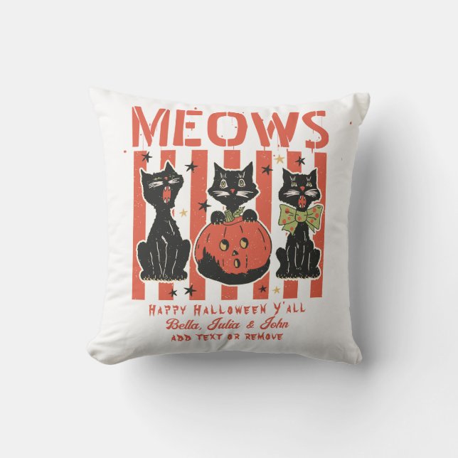 Meow Halloween Black Cat Pet Shop Trick Or Treat Cushion (Front)