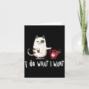 Meow I Do What I Want Vintage Black Cat Red Cup Fu Card