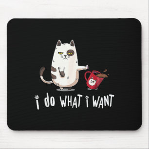 Meow I Do What I Want Vintage Black Cat Red Cup Fu Mouse Mat