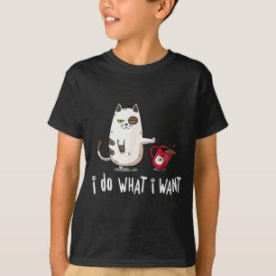 Meow I Do What I Want Vintage Black Cat Red Cup Fu T-Shirt