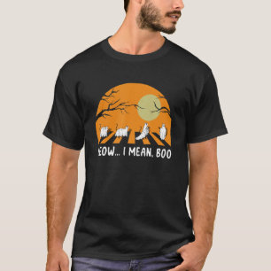 Meow I Mean Boo Black Cat Boo Walking Halloween T-Shirt