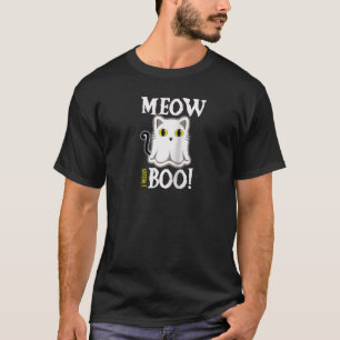 Meow I Mean Boo Funny Halloween Spooky Ghost Cat R T-Shirt