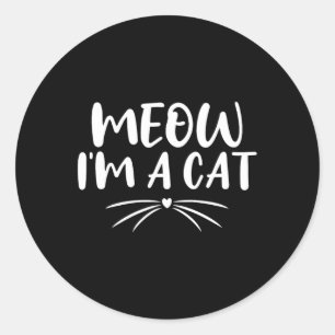 Meow I'm A Cat Funny Halloween Costume Couples 202 Classic Round Sticker