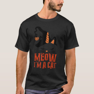 Meow I'm A Cat  Pumpkin Witch Unicorn Halloween Co T-Shirt