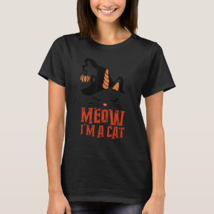 Meow I'm A Cat Pumpkin Witch Unicorn Halloween Co T-Shirt