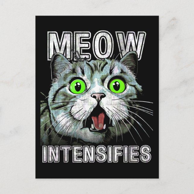 Meow Intensifies Funny Scottish Fold Cat Postcard (Front)