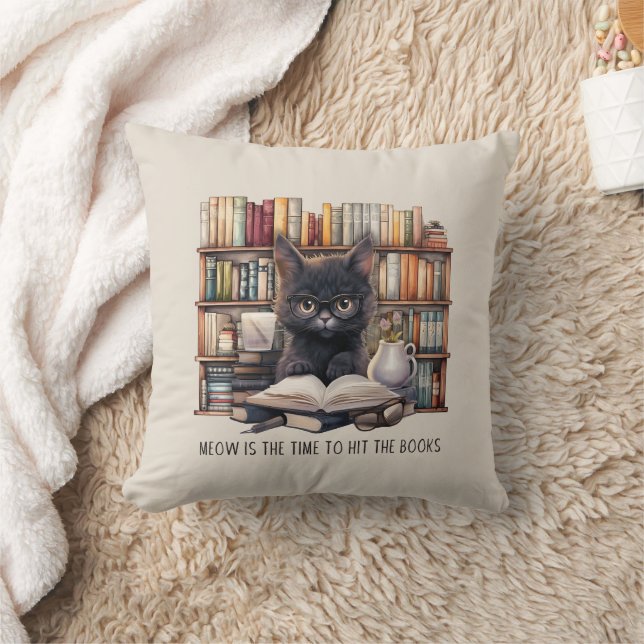 Meow Is The Time To Hit The Books Cushion (Blanket)