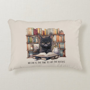 Meow Is The Time To Hit The Books Decorative Cushion